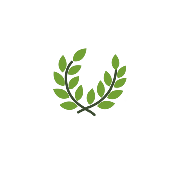 simple green laurel wreath with black outline symbolizes victory and achievement. design is minimalistic and elegant, often used in awards and emblems png