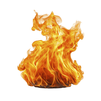 vibrant, dynamic flame with swirling orange and yellow hues dances against transparent background, evoking warmth and energy. fire movement is captivating and intense png