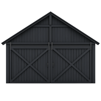 rustic wooden barn with triangular roof and large double doors, showcasing classic rural design. structure is made of dark wood, giving it vintage and sturdy appearance png