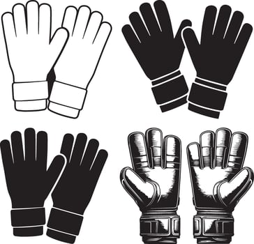 Gloves Collection Silhouette Illustration vector