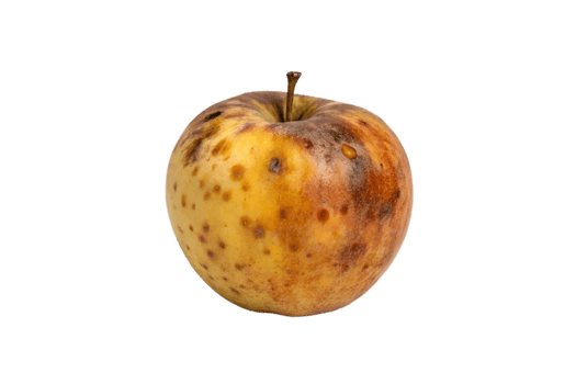 A single apple showing signs of aging or disease, against a backdrop png
