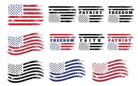 American flag grunge collection vector