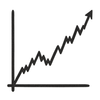 Simple Stock Chart Cutout with Rising Trend Line for Data Visualization png