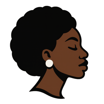 Elegant Profile of Black Woman with Natural Hair in Simple Design png