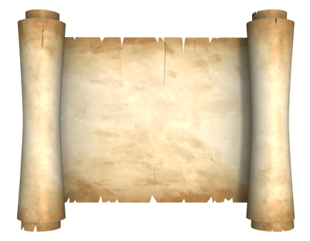 antique style ceramic tray shaped like ancient scroll or parchment paper with curled edges and weathered texture, fantasy themed tableware or storytelling prop, on isolated background png