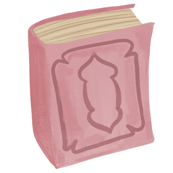 watercolor illustration of the Quran with a soft pink cover png