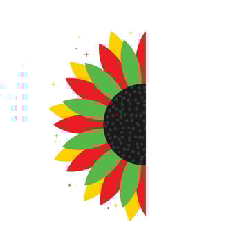 Red Yellow Green and Black Pan African Sunflower Celebrating Black History Month and Juneteenth vector