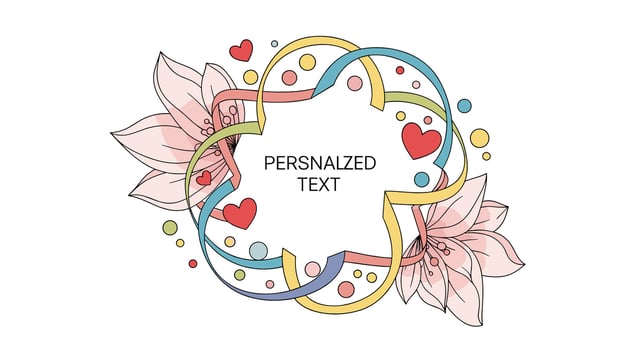 Floral and Hearts Frame with Personalized Text - A Vibrant and Decorative Design vector