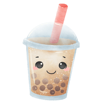 Cute Kawaii Milk Boba tapioca pearl tea with cute face Summer Dessert Illustration with Straw Watercolor Style for Kids Stickers Sublimation Greeting Cards and Digital Planners png