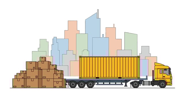 Freight Truck Transporting Goods Across the City A Vital Component of Modern Logistics vector