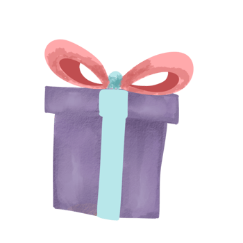 a purple gift box with a blue bow on it png