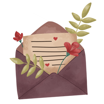 love letter in an envelope with flowers and leaves png