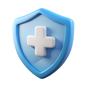 Blue shield with a white medical cross symbol 3D rendering ideal for health and security concepts on a transparent background png