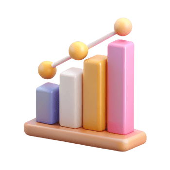 3D Colorful Bar Graph with Trend Line on a transparent background png