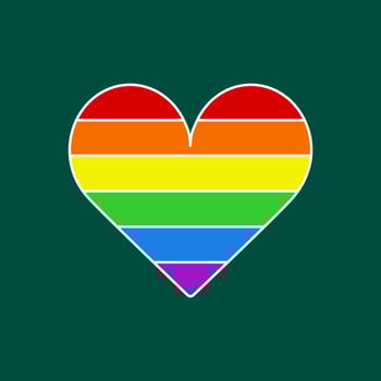 Rainbow Heart with White Stroke on Dark Green Background vector