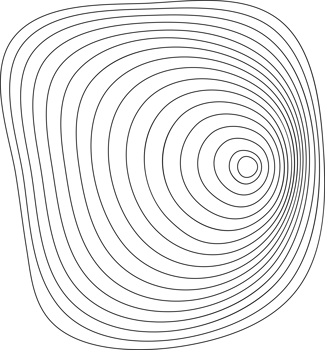 Topographic shape with pattern of wavy concentric lines. Organic circular ripple lines. Geometric fluid relief element. png