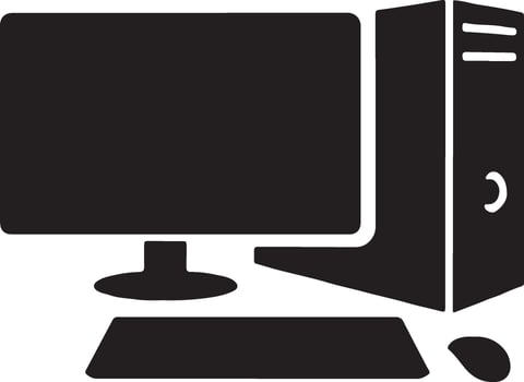 Desktop PC silhouette isolated on clean white background vector