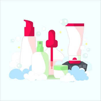 Beauty and Cosmetic Bottles Organic Skin Care Theme vector