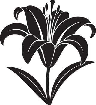 Elegant Black and White Lily Flower Silhouette, Gracefully Blooming in Simple Design, Evoking Serenity and Peace vector