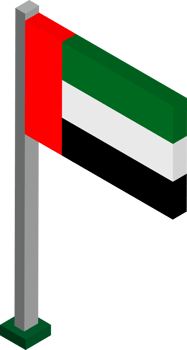 UAE Flag in Isometric dimension. png