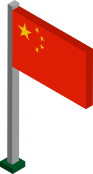 China Flag in Isometric dimension. png