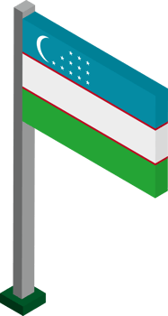 Uzbekistan Flag in Isometric dimension. png
