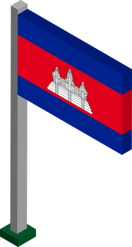 Cambodia Flag in Isometric dimension. png