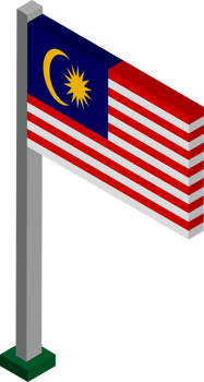 Malaysia Flag in Isometric dimension. png