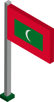 Maldives Flag in Isometric dimension. png