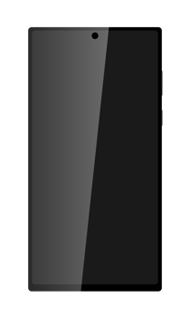 Realistic smart phone with glossy black screen. png