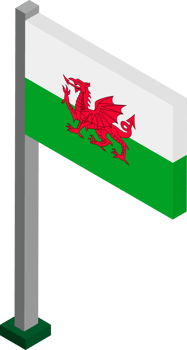 Wales Flag in Isometric dimension. png