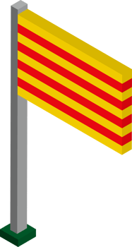 Catalonia Flag in Isometric dimension. png
