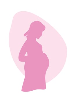 Silhouette of a pregnant woman in profile. graphics. vector