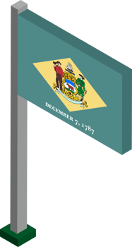 Delaware US state flag in Isometric dimension. png
