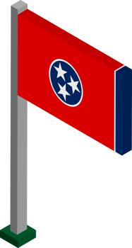 Tennessee US state flag in Isometric dimension. png