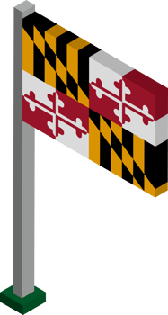 Maryland US state flag in Isometric dimension. png