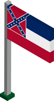 Mississippi US state flag in Isometric dimension. png