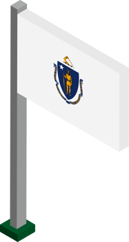 Massachusetts US state flag in Isometric dimension. png