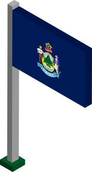 Maine US state flag in Isometric dimension. png
