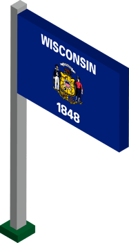 Wisconsin US state flag in Isometric dimension. png