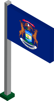 Michigan US state flag in Isometric dimension. png
