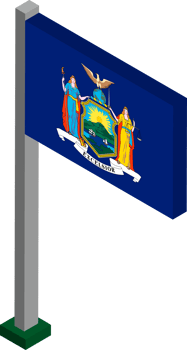 New York US state flag in Isometric dimension. png