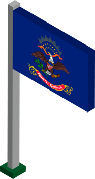 North Dakota US state flag in Isometric dimension. png