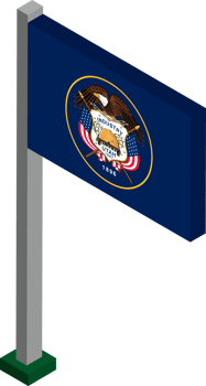 Utah US state flag in Isometric dimension. png