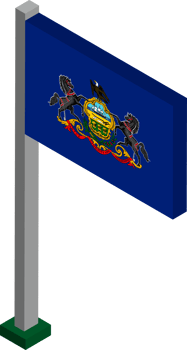 Pennsylvania US state flag in Isometric dimension. png