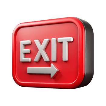 Exit sign 3d isolated, emergency evacuation symbol png