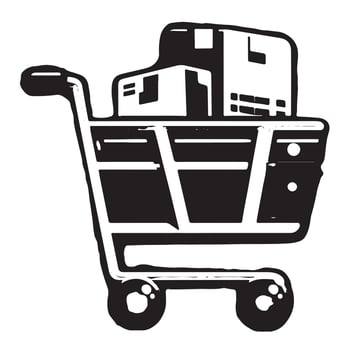 Shopping cart with boxes illustration vector