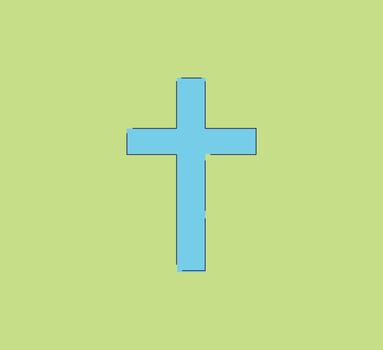 The image consists of a blue cross prominently displayed against a rich green background vector