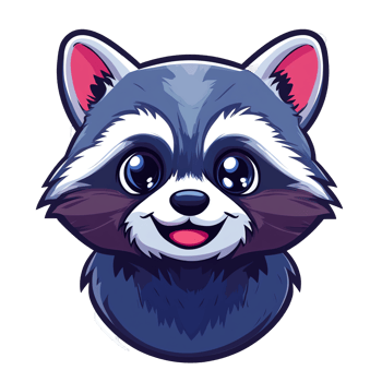 Adorable Cartoon Raccoon Face Happy, Friendly, Big Eyes png