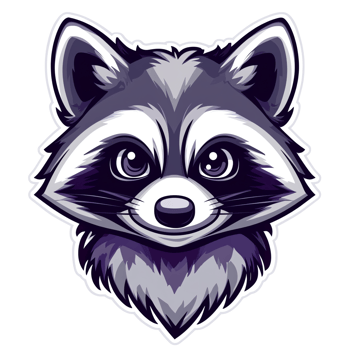Adorable Cartoon Raccoon Face Perfect for Kids' Products, Logos, and Stickers png